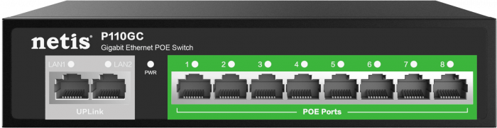 Комутатор Netis P110GC 8xGE PoE+, 2xGE Uplink, некерований