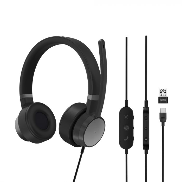 Гарнітура ПК стерео Lenovo Go Wired ANC Headset, чорний