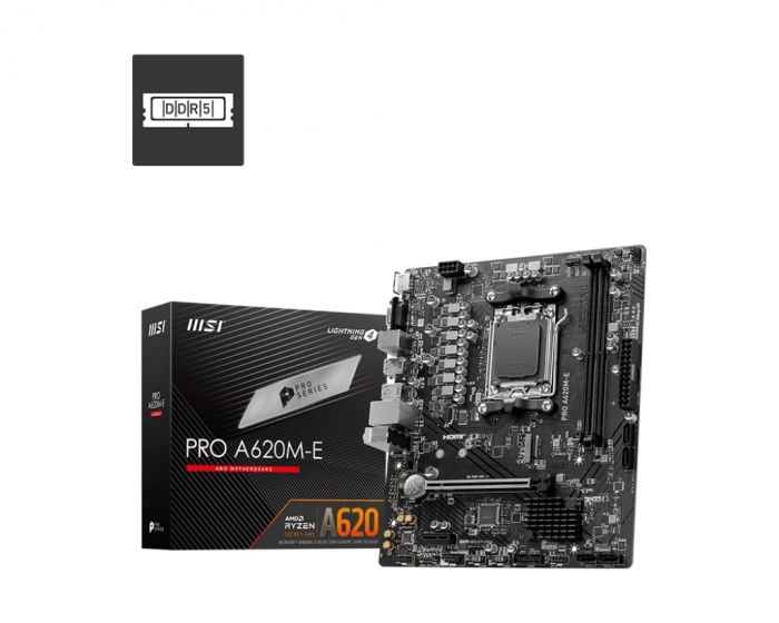 Материнcька плата MSI PRO A620M-E sAM5 A620 2xDDR5 M.2 HDMI DSub mATX