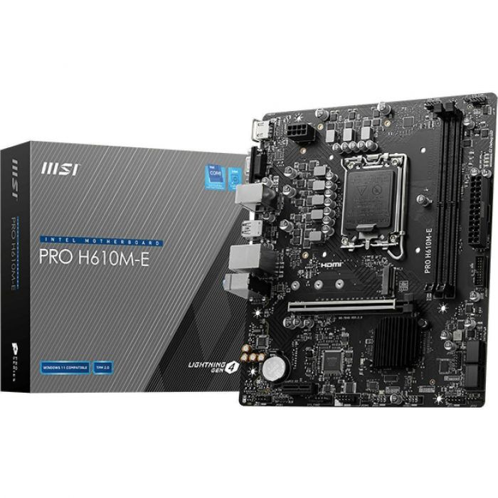 Материнcька плата MSI PRO H610M-E s1700 H610 2xDDR5 M.2 HDMI DSub mATX