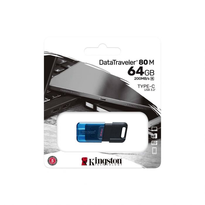 Накопичувач Kingston   64GB USB 3.2 Type-C Gen 1 DT80 M