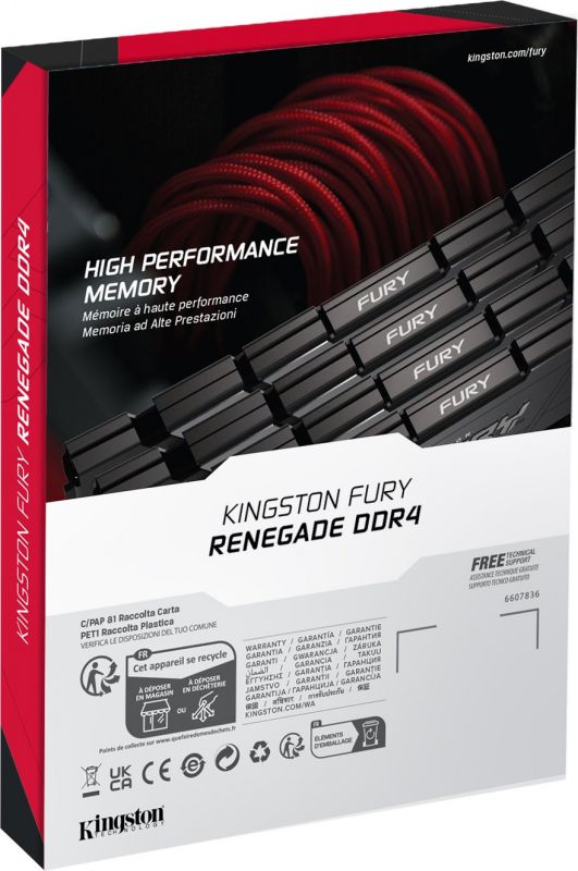 Пам'ять ПК Kingston DDR4   8GB 3200 FURY Renegade Чорний