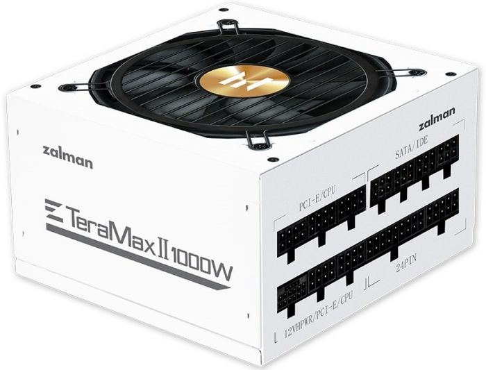 Блок живлення Zalman Teramax 2 WH  (1000W), >90%, 80+ Gold, 120мм, 1xMB 28pin (18+10), 2xCPU 8pin(4+4), 3xMolex, 12xSATA, 4xPCIe 8pin(6+2), 1x12VHPWR, Fully Modular