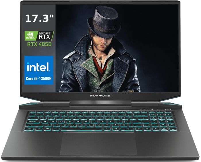 Ноутбук Dream Machines RG4050-17 17.3FHD IPS, Intel i5-13500H, 32GB, F1TB, NVD4050-6, DOS, чорний