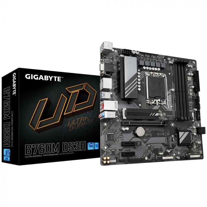 Материнська плата GIGABYTE B760M DS3H s1700 B760M 4xDDR5 M.2 HDMI DP mATX