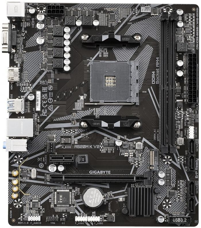 Материнська плата GIGABYTE A520M K V2 sAM4 A520M 2xDDR4 M.2 HDMI DP mATX