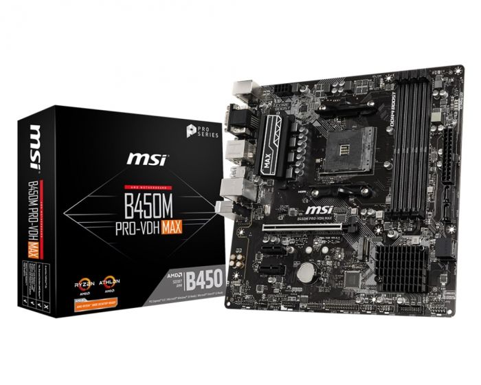 Материнcька плата MSI B450M PRO-VDH MAX sAM4 B450 4xDDR4 DSub DVI HDMI mATX