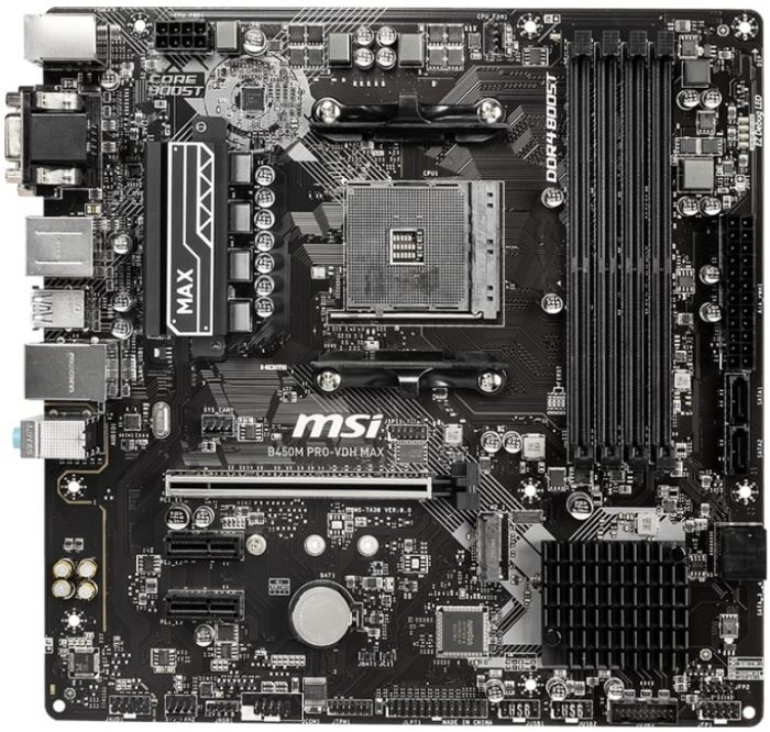 Материнcька плата MSI B450M PRO-VDH MAX sAM4 B450 4xDDR4 DSub DVI HDMI mATX