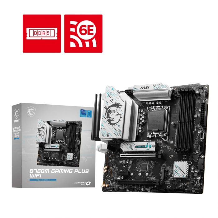 Материнcька плата MSI B760M GAMING PLUS WIFI s1700 B760 4xDDR5 HDMI DP WiFi BT mATX