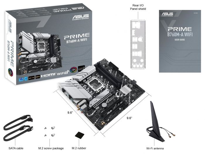 Материнcька плата ASUS PRIME B760M-A WIFI s1700 B760 4xDDR5 M.2 HDMI DP Wi-Fi BT mATX