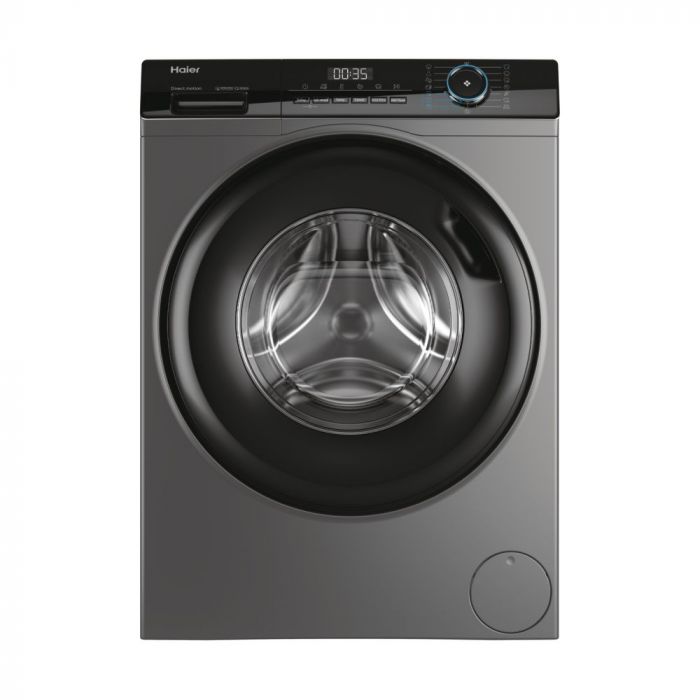 Пральна машина Haier фронтальна, 8кг, 1400, A+++, 56см, дисплей, пара, інвертор, люк чорний, прямий привід, cріблястий