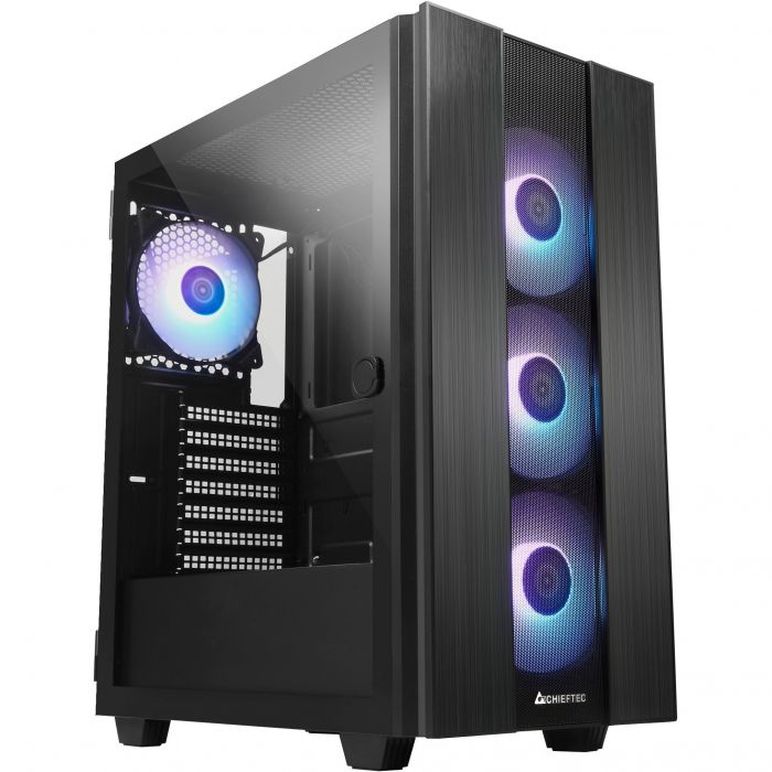 Корпус CHIEFTEC Gaming Hunter 2 Tempered Glass Edition, без БЖ, 1xUSB3.1, 1xUSB Type-C, 4x120мм RAINBOW ARGB, VGA 320мм, LCS ready, ATX, чорний