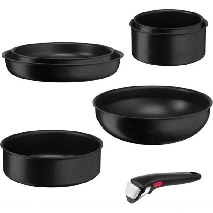 Набір посуду Tefal Ingenio Black Stone, змінна ручка, 7предметів, алюміній, бакеліт, чорний