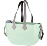 Сумка Nuvita MyMia ручки шкіра, килимок, ремені для коляски, м'ятно-сірий