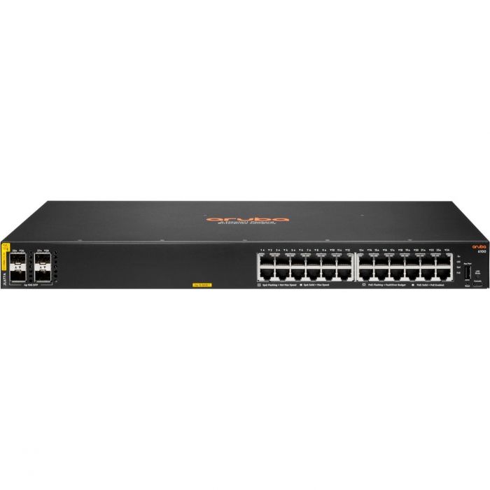 Комутатор HPE Aruba 6100, 24xGE, 4xSFP+ Ports, PoE Class 4 370W, LT Warranty