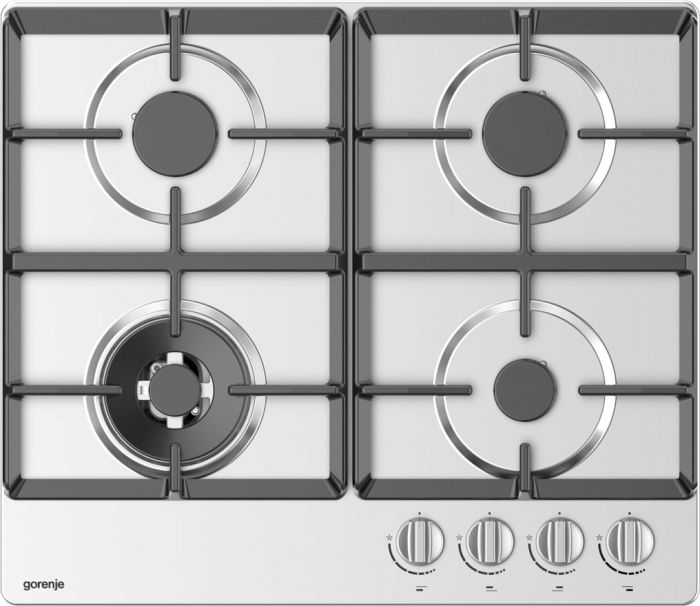Варильна поверхня Gorenje газова, 60см, чавун, конфорка Wok, нерж