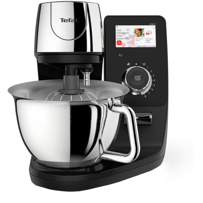 Кухонна машина Tefal I-Coach Touch, 1200Вт, чаша-метал, корпус-метал+пластик, дисплей, насадок-3, підкл. до смартфону, чорний