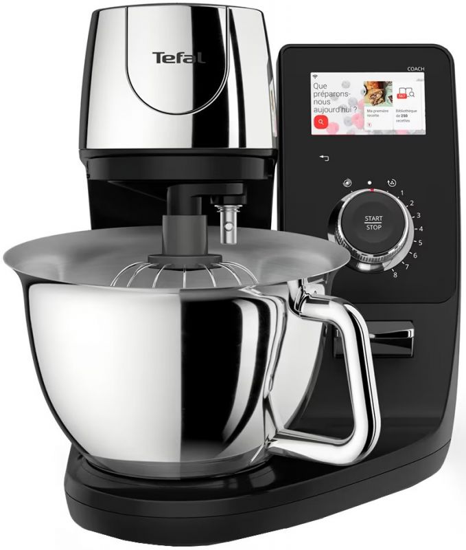 Кухонна машина Tefal I-Coach Touch, 1200Вт, чаша-метал, корпус-метал+пластик, дисплей, насадок-3, підкл. до смартфону, чорний