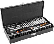 Набір інструментів Neo Tools, Набір торцевих головок, 63шт, 1/4", CrV, металевий кейс