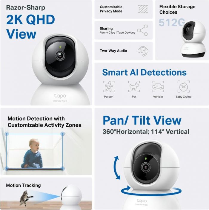 IP-Камера TP-LINK Tapo C220 4MP N300 microSD motion detection