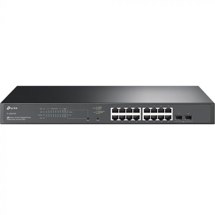 Комутатор TP-LINK TL-SG2218P 16x1GE (1xPoE), 2xSFP, 150Вт, WebSmart