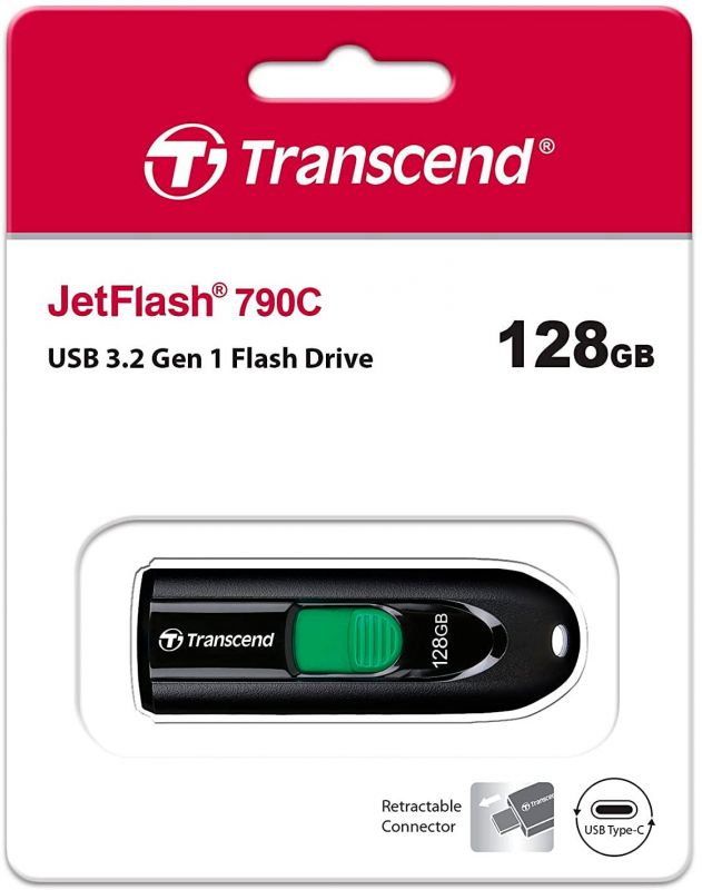 Накопичувач Transcend 128GB USB 3.2 Type-C JetFlash 790C Чорний