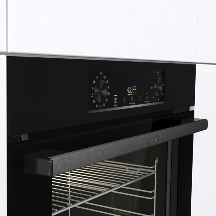 Духова шафа Gorenje електрична, 77л, A+, пара, дисплей, IconLed, піроліз, чорний