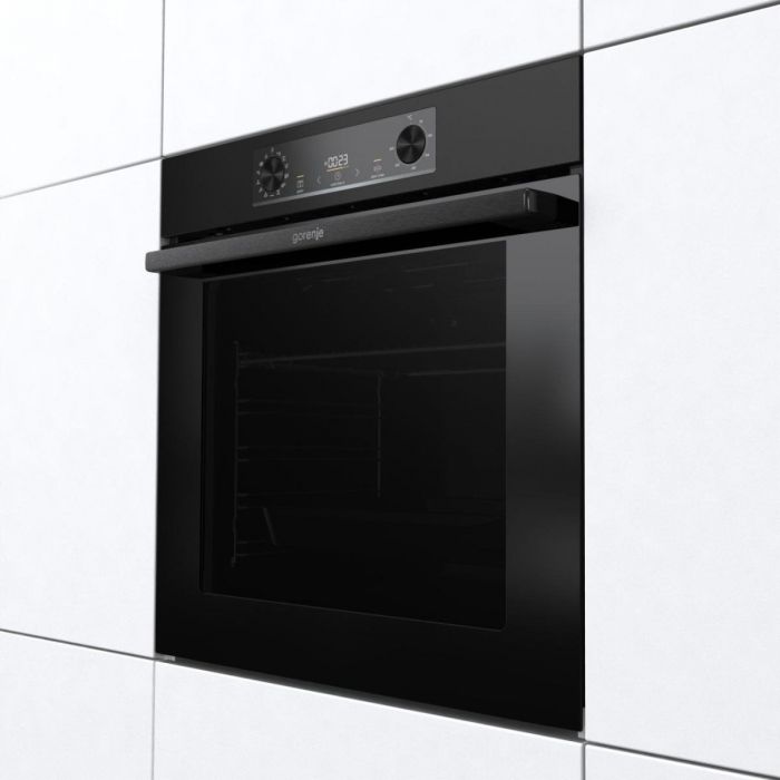 Духова шафа Gorenje електрична, 77л, A+, пара, дисплей, IconLed, піроліз, чорний