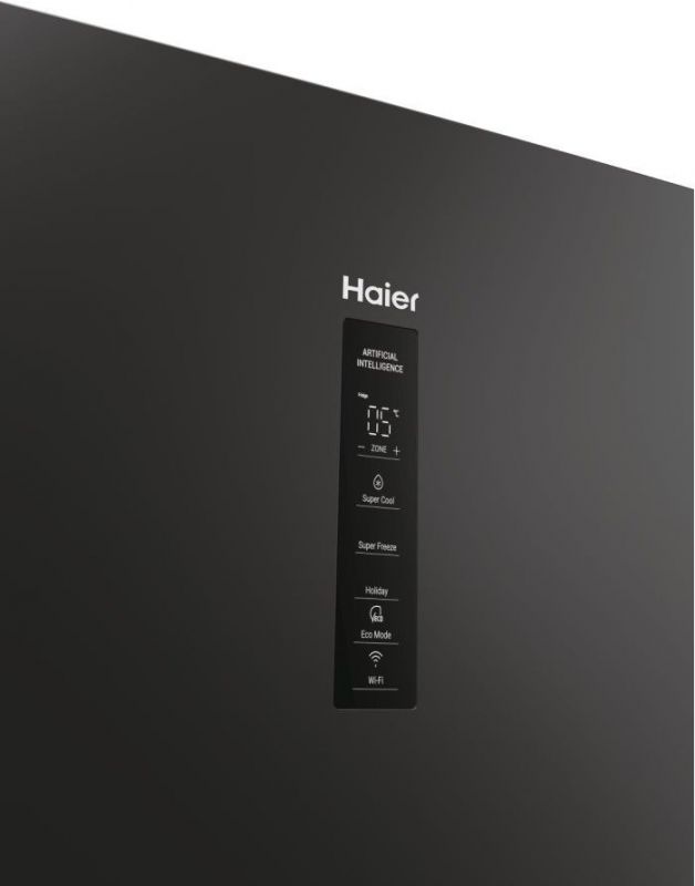 Холодильник Haier багатодверний, 205x59.5х65.7, холод.відд.-289л, мороз.відд.-125л, 3дв., А++, NF, інв., дисплей, зона нульова, чорний