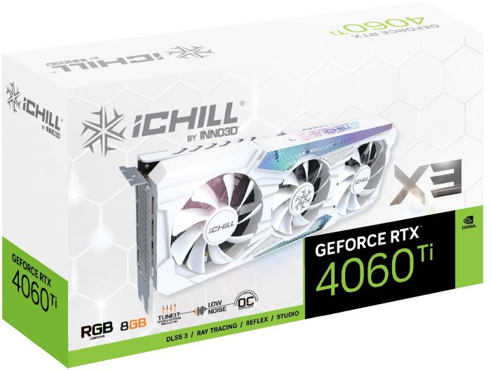 Відеокарта INNO3D GeForce RTX 4060 Ti 8GB GDDR6 ICHILL X3 WHITE білий