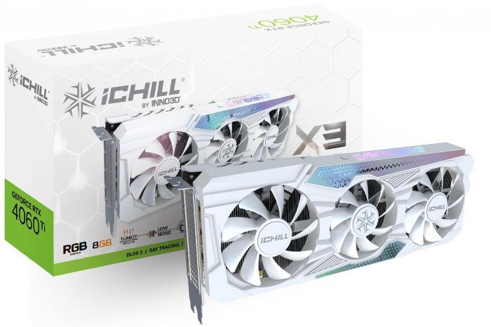 Відеокарта INNO3D GeForce RTX 4060 Ti 8GB GDDR6 ICHILL X3 WHITE білий