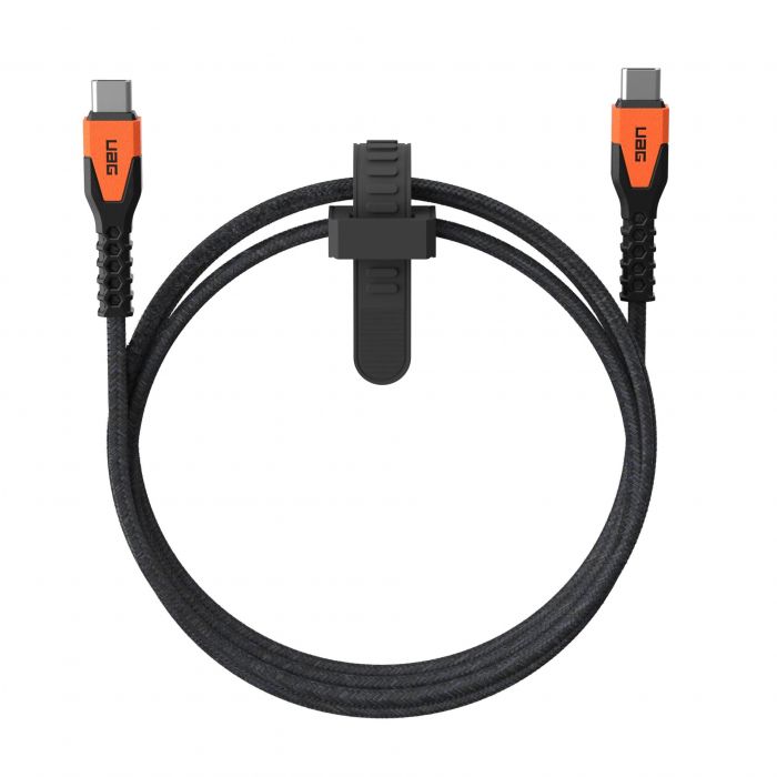 Кабель USB-C > USB-C заряджання/синхронізації UAG, 1.5м, 60Вт, Type-C, Rugged Kevlar, Black/Orange