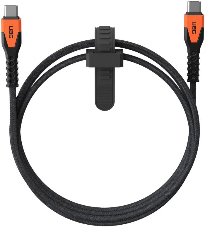 Кабель USB-C > USB-C заряджання/синхронізації UAG, 1.5м, 60Вт, Type-C, Rugged Kevlar, Black/Orange