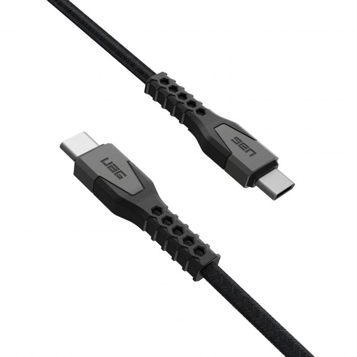 Кабель USB-C > USB-C заряджання/синхронізації UAG, 1.5м, 60Вт, Type-C, Rugged Kevlar, Black/Gray