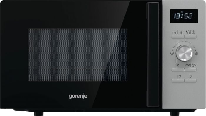 Мікрохвильова піч Gorenje, 20л, електр. керув., 800Вт, гриль, дисплей, 11 програм, нерж