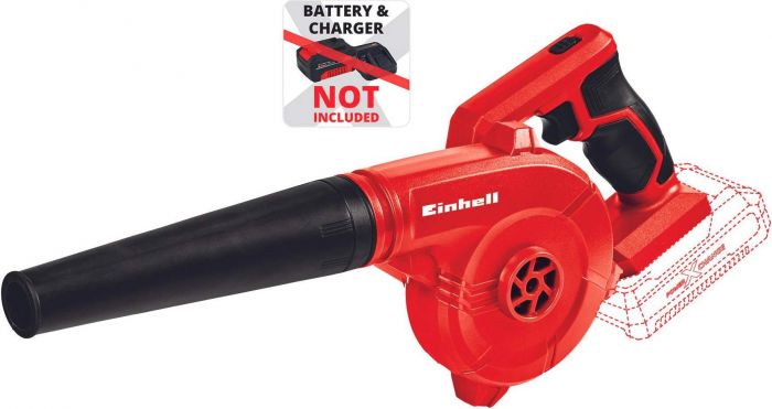 Повітродув акумуляторний Einhell TE-CB 18/180 Li - Solo, 18В, 130/180 км/г, 3 насадки,  0.9кг, без АКБ і ЗП