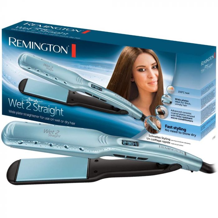 Випрямляч Remington Wet 2 Straight, 62Вт, темп.режимів-10, 140-230С, дисплей, кераміка, блакитний