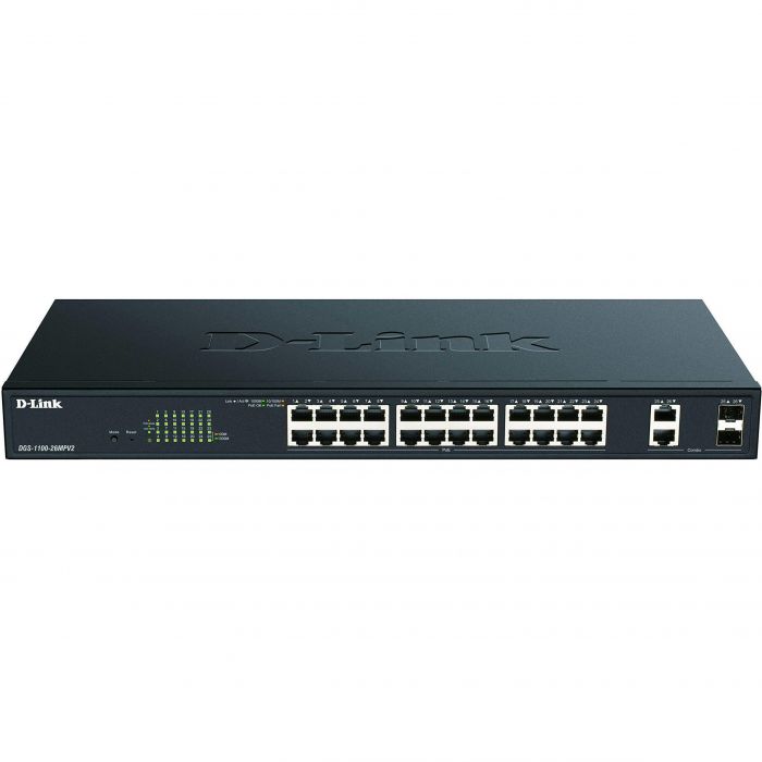 Комутатор D-Link DGS-1100-26MPV2 24xGE PoE, 2xSFP/GE, 370Вт, EasySmart