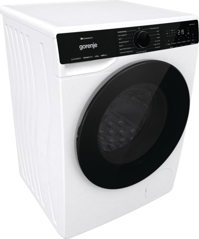 Пральна машина Gorenje фронтальна, 8кг, 1400, A+++, 55см, дисплей, інвертор, пара, Wi-Fi, білий