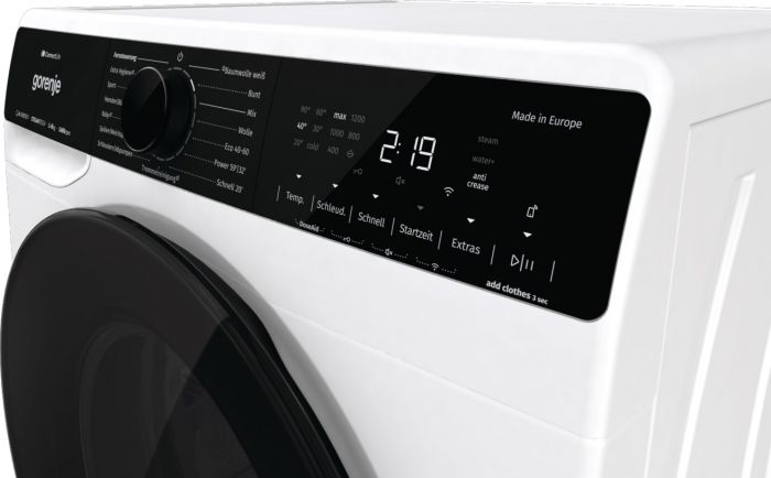 Пральна машина Gorenje фронтальна, 8кг, 1400, A+++, 55см, дисплей, інвертор, пара, Wi-Fi, білий