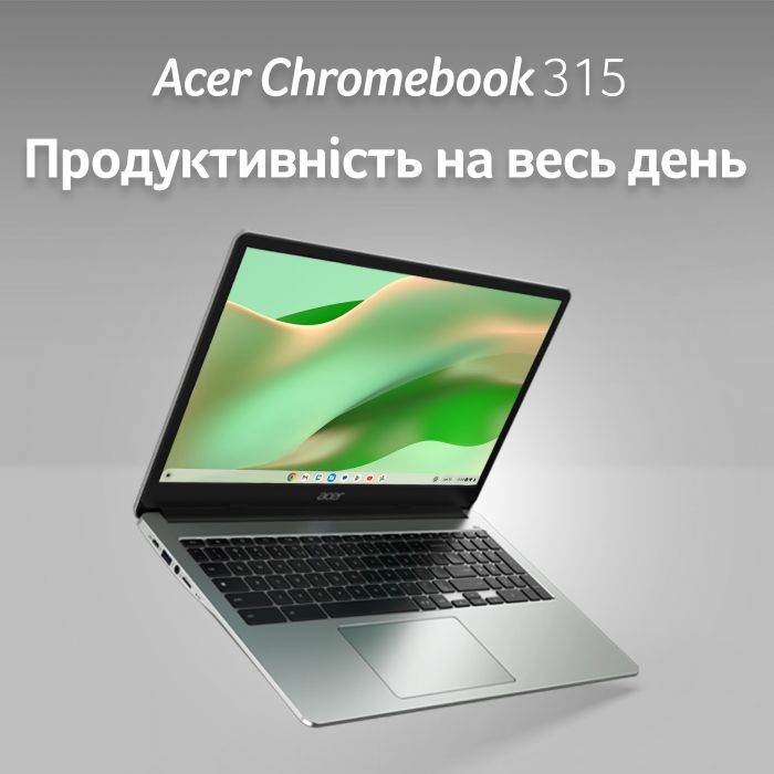 Ноутбук Acer Chromebook CB315-5H 15" FHD IPS, Intel C N100, 8GB, F128GB, UMA, ChromeOS, сріблястий