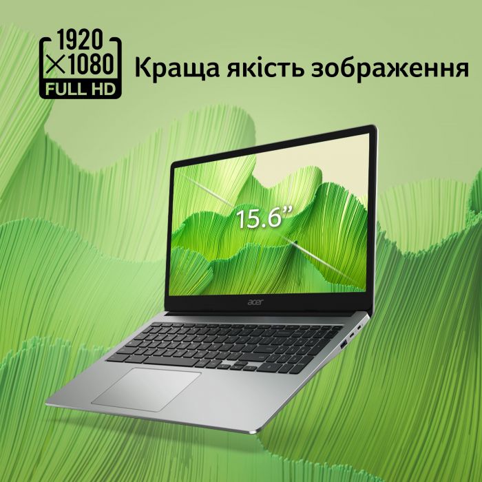 Ноутбук Acer Chromebook CB315-5H 15" FHD IPS, Intel C N100, 8GB, F128GB, UMA, ChromeOS, сріблястий