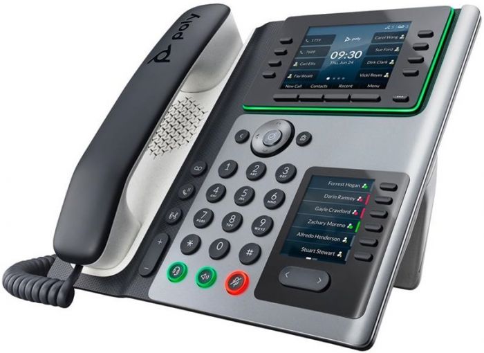 SIP-телефон Poly Edge E450, Bluetooth 5, WiFi AC, 2x USB, PoE, 8 ліній (32 з пейджингом), сірий