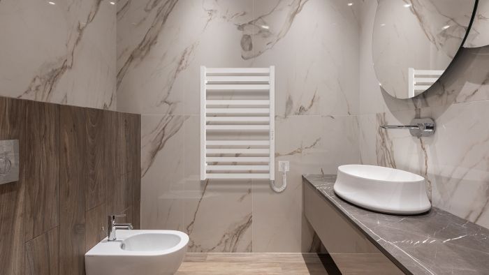 Рушникосушка Hygge Family електрична Oxford, 770х530х80мм, таймер-регулятор, сталь, білий матовий