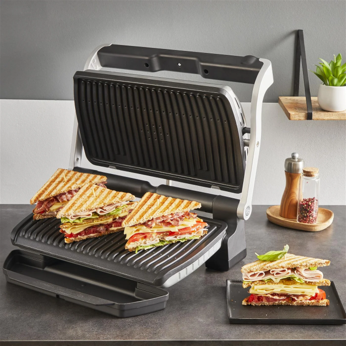 Гриль Tefal прижимний OptiGrill+ XL 2000Вт, темп. режимів-4, з`ємні пластини, алюміній, метал