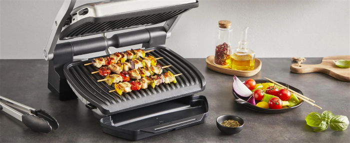 Гриль Tefal притискний OptiGrill+ 2000Вт, темп. режимів-4, знімні пластини, алюміній, метал