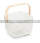 Кошик з ручкою Ardesto Midori 25х24.5х18см, метал, дерево, білий