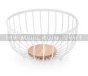 Кошик Ardesto Midori 25х25х13см, метал, дерево, білий