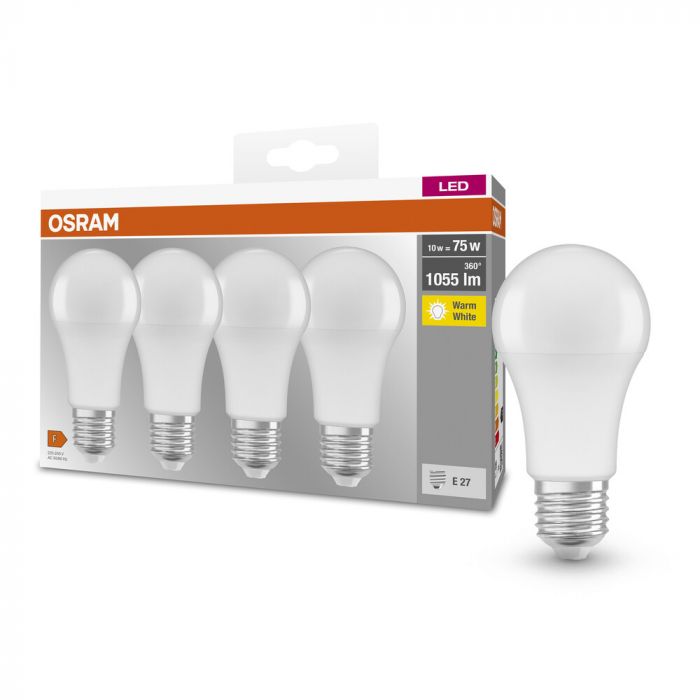 Набір ламп 4шт OSRAM LED E27 10Вт 2700К 1055Лм A60