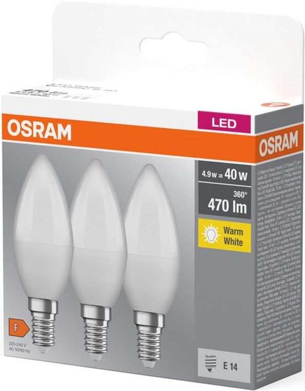 Набір ламп 3шт OSRAM LED E14 4.9Вт 2700К 470Лм B40